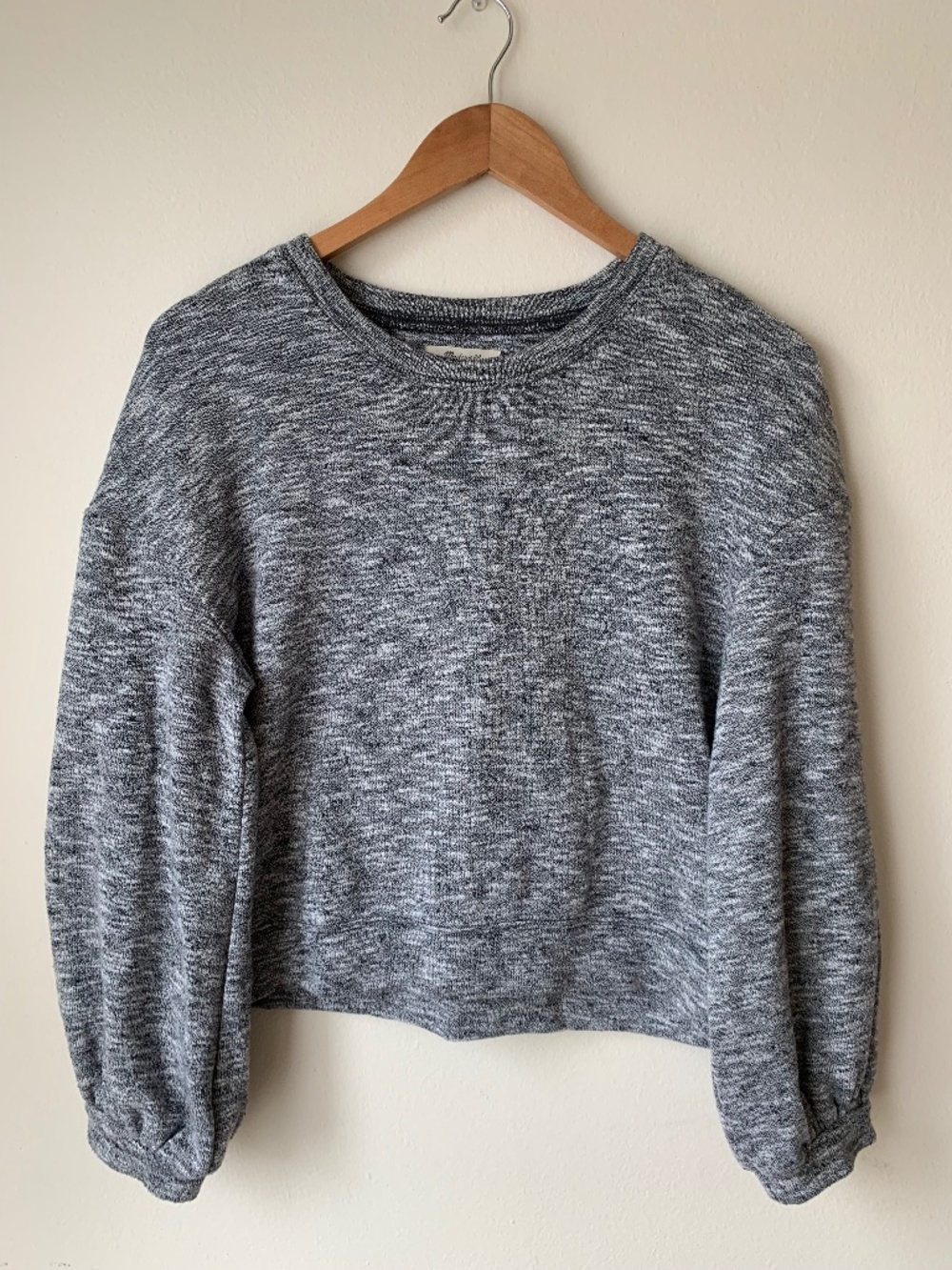 Madewell Grey and White Marbled Textured Sweatshirt Pullover